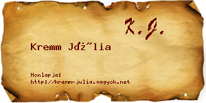 Kremm Júlia névjegykártya